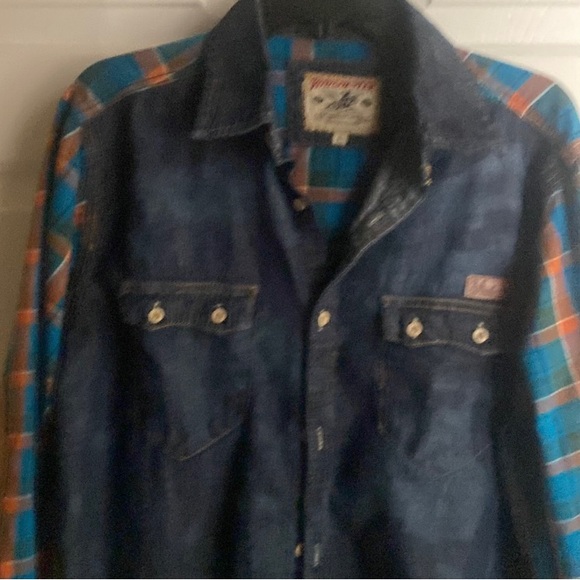 Winchester Shirt Jacket Mens Large Blue Denim Orange Plaid Acid Wash
Western - Picture 7 of 7